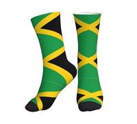 JIPOFD Flag Of Jamaica Athletic Running Socks Performance Breathable Crew Socks Outdoor Sports Socks For Men Women, 1 Black, One size