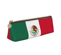 JIPOFD Flag Of Mexico Creative Triangular Leather Pencil Case Is Light And Convenient With Large Storage Capacity