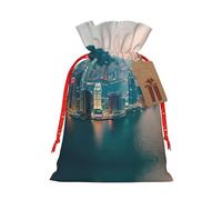 JIPOFD Hong Kong Christmas Drawstring Pouch Robust 4.7x6.9in Suitable For Party Gifts And Gift Packaging 1pcs