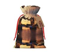 JIPOFD I Love London Christmas Drawstring Pouch Robust 4.7x6.9in Suitable For Party Gifts And Gift Packaging 1pcs