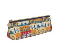JIPOFD I Love London Creative Triangular Leather Pencil Case Is Light And Convenient With Large Storage Capacity