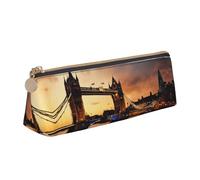 JIPOFD I Love London Creative Triangular Leather Pencil Case Is Light And Convenient With Large Storage Capacity, White, One Size, Art Deco