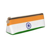 JIPOFD Indian Flag Creative Triangular Leather Pencil Case Is Light And Convenient With Large Storage Capacity