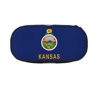 JIPOFD Kansas State Flag Large Pencil Case,Storage High Capacity Bag Pouch Holder Box Organizer,Pen Case For Women Men