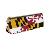 JIPOFD Maryland State Flag Creative Triangular Leather Pencil Case Is Light And Convenient With Large Storage Capacity