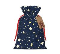 JIPOFD Navy Blue Sky And Star Christmas Drawstring Pouch Robust 4.7x6.9in Suitable For Party Gifts And Gift Packaging 1pcs
