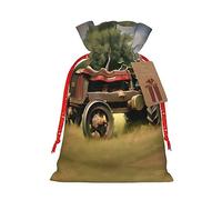 JIPOFD Old Tractor Photoes Farm Christmas Drawstring Pouch Robust 8.3x11.8in Suitable For Party Gifts And Gift Packaging 1pcs