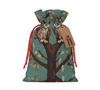 JIPOFD Owl Tree Branches Christmas Drawstring Pouch Robust 4.7x6.9in Suitable For Party Gifts And Gift Packaging 1pcs