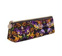JIPOFD Pansy Perfection Creative Triangular Leather Pencil Case Is Light And Convenient With Large Storage Capacity