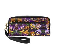 JIPOFD Pansy Perfection Makeup Bag Pouch Cosmetic Bag Travel Toiletry Bag Organizer Cute Storage Bag For Women, Black, One Size