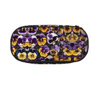JIPOFD Pansy Perfection Print Large Pencil Case,Storage High Capacity Bag Pouch Holder Box Organizer,Pen Case For Women Men, Black, One Size, Art Deco