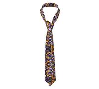 JIPOFD Pansy Perfection Print Mens Solid Color Necktie Polyester Neck Tie For Men One Pack, Black, One size