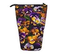 JIPOFD Pansy Perfection Standing Pencil Case,Cute Stand Up Pen Pouch,Portable Pencils Holder,For Office Supplies