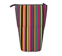 JIPOFD Rainbow Colored Striped Standing Pencil Case,Cute Stand Up Pen Pouch,Portable Pencils Holder,For Office Supplies