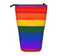 JIPOFD Rainbow Flag Standing Pencil Case,Cute Stand Up Pen Pouch,Portable Pencils Holder,For Office Supplies