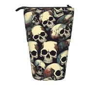 JIPOFD Skull Skeleton Standing Pencil Case,Cute Stand Up Pen Pouch,Portable Pencils Holder,For Office Supplies