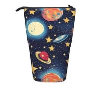 JIPOFD Starry Sky Universe Space Standing Pencil Case,Cute Stand Up Pen Pouch,Portable Pencils Holder,For Office Supplies