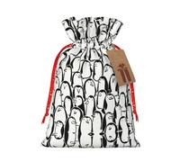 JIPOFD Stylish Crowd Of Penguins Christmas Drawstring Pouch Robust 4.7x6.9in Suitable For Party Gifts And Gift Packaging 1pcs