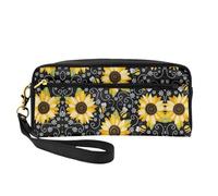 JIPOFD Sunflower Bees Makeup Bag Pouch Cosmetic Bag Travel Toiletry Bag Organizer Cute Storage Bag For Women, Black, One Size