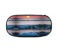 JIPOFD Sunset Ocean Sea Waves Large Pencil Case,Storage High Capacity Bag Pouch Holder Box Organizer,Pen Case For Women Men