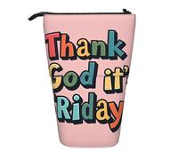 JIPOFD Thank God It'S Friday Standing Pencil Case,Cute Stand Up Pen Pouch,Portable Pencils Holder,For Office Supplies