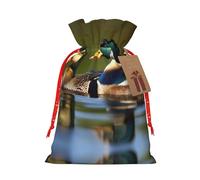 JIPOFD Two Mallard Ducks Christmas Drawstring Pouch Robust 8.3x11.8in Suitable For Party Gifts And Gift Packaging 1pcs