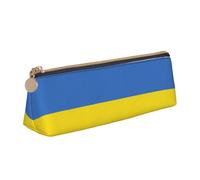 JIPOFD Ukrainian Flag Creative Triangular Leather Pencil Case Is Light And Convenient With Large Storage Capacity
