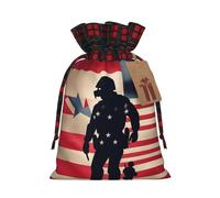 JIPOFD Us Military Soldiers Patriotic Memorial Day Christmas Drawstring Pouch Robust 4.7x6.9in Suitable For Party Gifts And Gift Packaging 1pcs