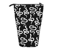 JIPOFD White And Black Snake Standing Pencil Case,Cute Stand Up Pen Pouch,Portable Pencils Holder,For Office Supplies, Black, One Size, Fashion