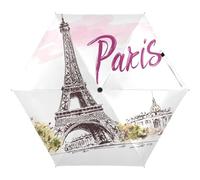 JIPONI Mini Travel Umbrellas for Rain Paris Eiffel Tower, Small Umbrella Compact Waterproof Anti-UV Protection Lightweight Portable