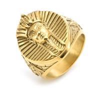 JIPSJICI Men's Stainless Steel Signet Ring Egyptian Pharaoh King TUT Rings Pyramid Statement Jewelry, metal, no gemstone