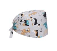 JIPUKE 1 Pack Adjustable Bouffant Scrub Cap with Sweatband, Printed Cotton Surgical Hat for Women, Men, Chef and Beauty Work, Machine Washable Design