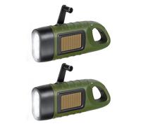 JIPUKE 2 Pack Wind Up Solar Torch Led, Emergency Torches,Hand Crank Torch Camp Solar Powered Torchs with Carabiner Hook Super Bright Portable Survival Emergency Flashlight for Hiking, Outdoor