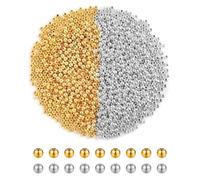 JIPUKE 2000Pcs Round Crimp Beads, 4mm Metal Spacer Loose Gold Silver Spacer Stopper Bead Clamp Ends Rondelle Crimper Bead for jewellery Making Supplies Crimping Beads DIY Bracelet Earring Crafts