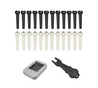 JIPUKE 24PCS Acoustic Guitar Bridge Pins Pegs Bone String Pegs Replacements with 1pc Bridge Pin Puller Remover Gift for Guitarist Electric Classical Folk Ukulele (Black 12Pcs +Ivory 12Pcs)