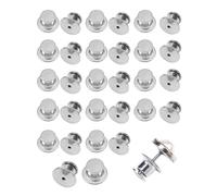 JIPUKE 30 Pcs Locking Pin Backs, Silver Locking Badge Pins Backs Keepers Metal Pin Badge Back Locks Clasps for Brooch DIY Crafts Badges Enamel Lapel Needles