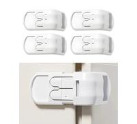 JIPUKE 4 Pack Safe Cupboard Locks for Children, Baby Proof Corner Locks, Child Locks with No Trapped Fingers, for Cabinet, Drawer, Closet, Oven, Easy Installation (White)
