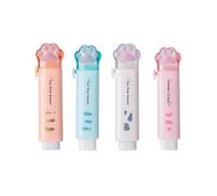 JIPUKE 4 Pcs Cat Paw Eraser, Cute Cat Paw Erasers, Push-Pull Cute Cat Paw Rubber Eraser, Correction Use at School Homework Office Writing Office School Supplies