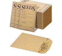 JIPUKE 50 Pcs Seed Envelopes, Small Brown Envelope, Seed Packets, Seed-Envelopes Small Brown Paper with Types Name Template Sealing Saving Envelope for Saving Collecting (8x12cm)