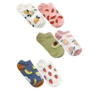JIPUKE 6 Pairs Low Cut Ankle Socks Women Fruit Funky Socks Colorful Summer Short Sock Cotton Multipack Fruit Odd Sock for Stocking Stuffer