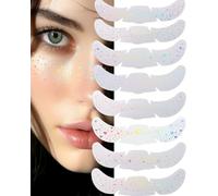 JIPUKE 6Pcs Glitter Freckles Face Tattoo, Multichrome Holographic Sparkle Face Glitter Speckles Patches, Freckle Face Sticker for Women, Temporary Tattoo Stickers Makeup Festival Rave Accessories