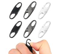 JIPUKE 6PCS Zipper Lock Clips, Double Opening Snap S Hooks Zippers Pull Locks Mini Snap S Hooks for Backpacks Camping Fishing Traveling Outdoor Sports (Black + Gunmetal+ Silver)