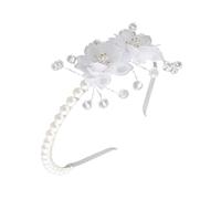JIPUKE Flower Girl Hair Accessories - Pearl Headband with Crystal Rhinestones, Elegant Flower Rhinestone Pearls Crowns for Wedding Party Princess Girls and Bridesmaid