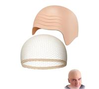 JIPUKE Halloween Bald Cap Fancy Dress with Wig Cap, Thick Skin Head Skull Wig, Bald Skin Thick Latex Head Caps,Halloween Cosplay Hat Costume Accessory for Kids Adults