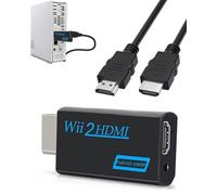 JIPUKE Wii to HDMI Adapter with 1.5m HDMI Cable, 1080P/720p Wii HDMI Adapter, Wii Adapter to Hdmi, Supports All Wii Display Modes, Includes 3.5mm Audio Output, Black