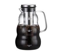 JIQHOHX Cold Brew Iced Tea Water Glass Pitcher Coffee Maker Pot with Removable Stainless Steel Filter Drip Dual Use Espresso Carafe Tool