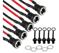 JIQI 5PCS 5.5 * 2.1mm dc Power Jack Female Panel Mount Connector adapters Waterproof with Pre-soldered Wire and Waterproof Cap The Pre-soldered Wire is 5.9"(15cm) 18AWG Suitable for Digital Products