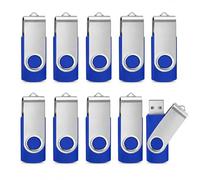 jiqichimao 10 Pack 2GB Blue Swivel USB Flash Drive, USB 2.0 Thumb Drive | 360° swivel protects the connector for school, office and travel use; memory stick, usb stick, usb flash drive for storage.