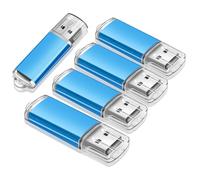 jiqichimao 5 Pack 16GB Blue USB Flash Drives, USB 2.0 Portable Memory Stick Thumb Drive Mini U Disk for File Storage Data Backup(5 Pack Plastic USB Blue, 16GB)