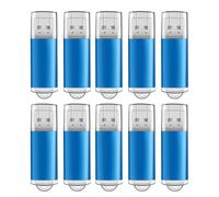jiqichimao USB Memory Stick 2GB USB 10Pack, USB 2.0 Thumb Flash Drives Plastic Design Pen (10 Pack Plastic USB Blue, 2GB)
